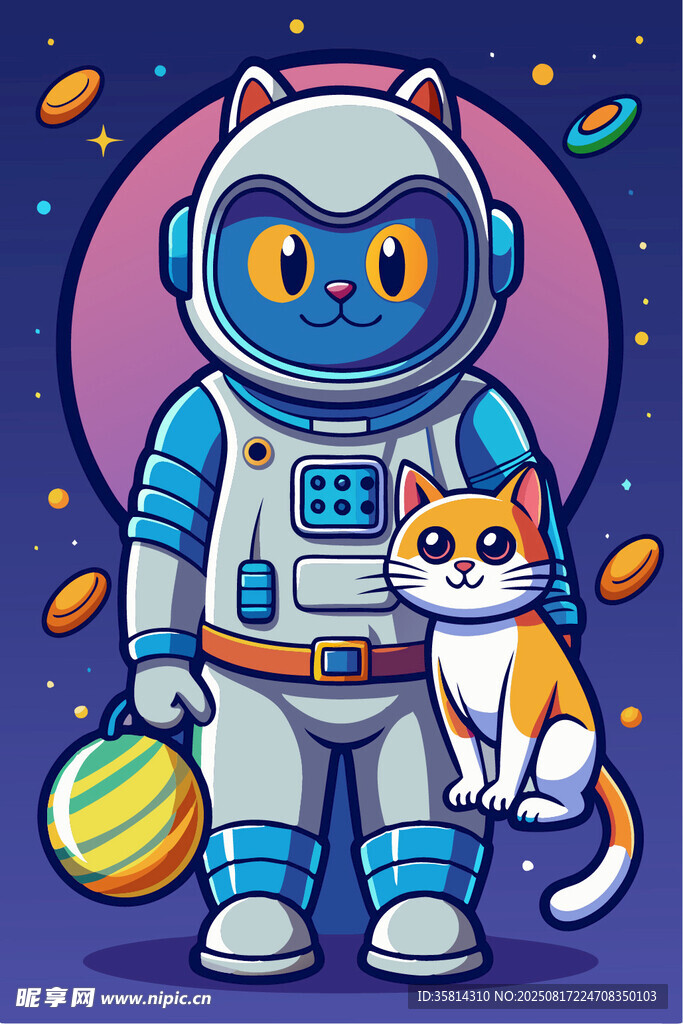宇航员与猫咪的太空奇遇