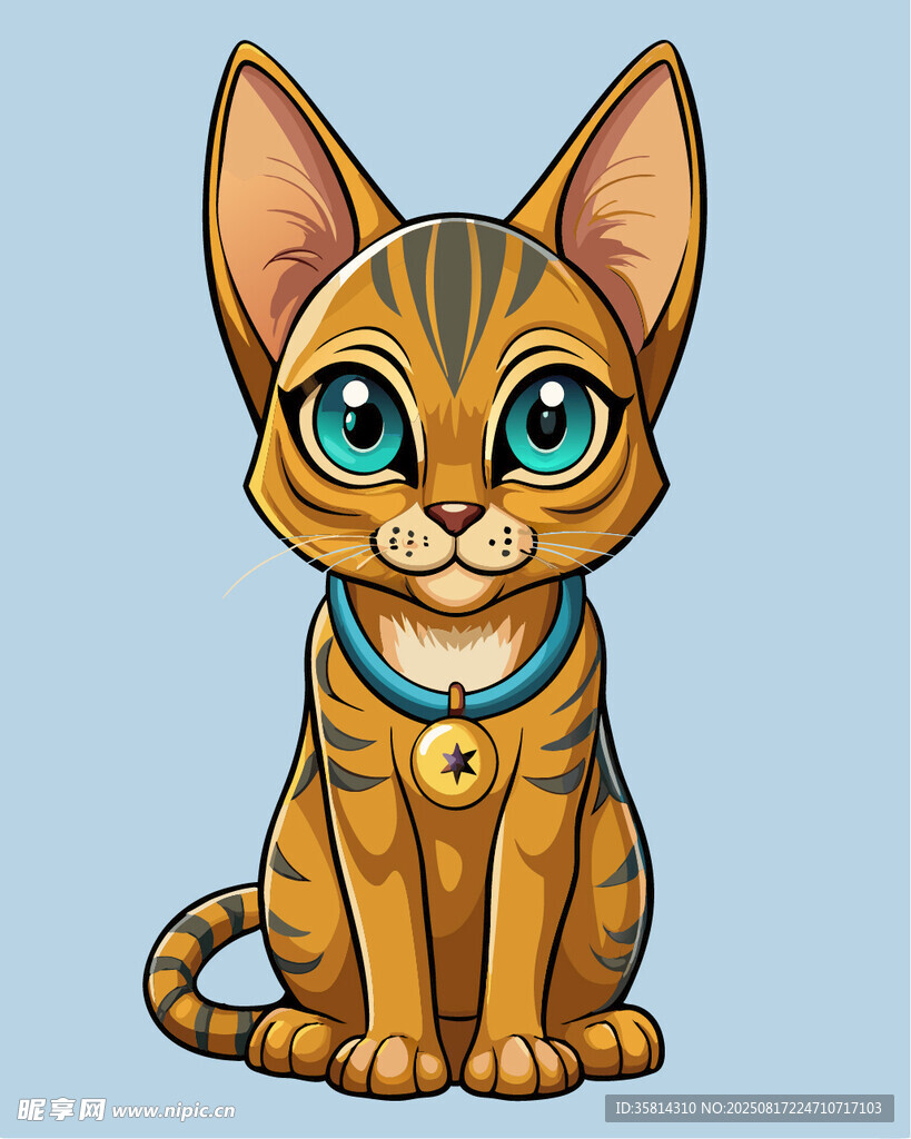 可爱斑纹小猫戴项圈