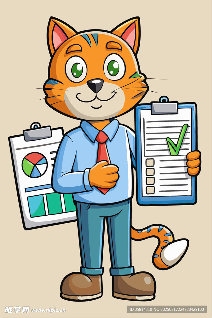 商务猫职员展示工作成果