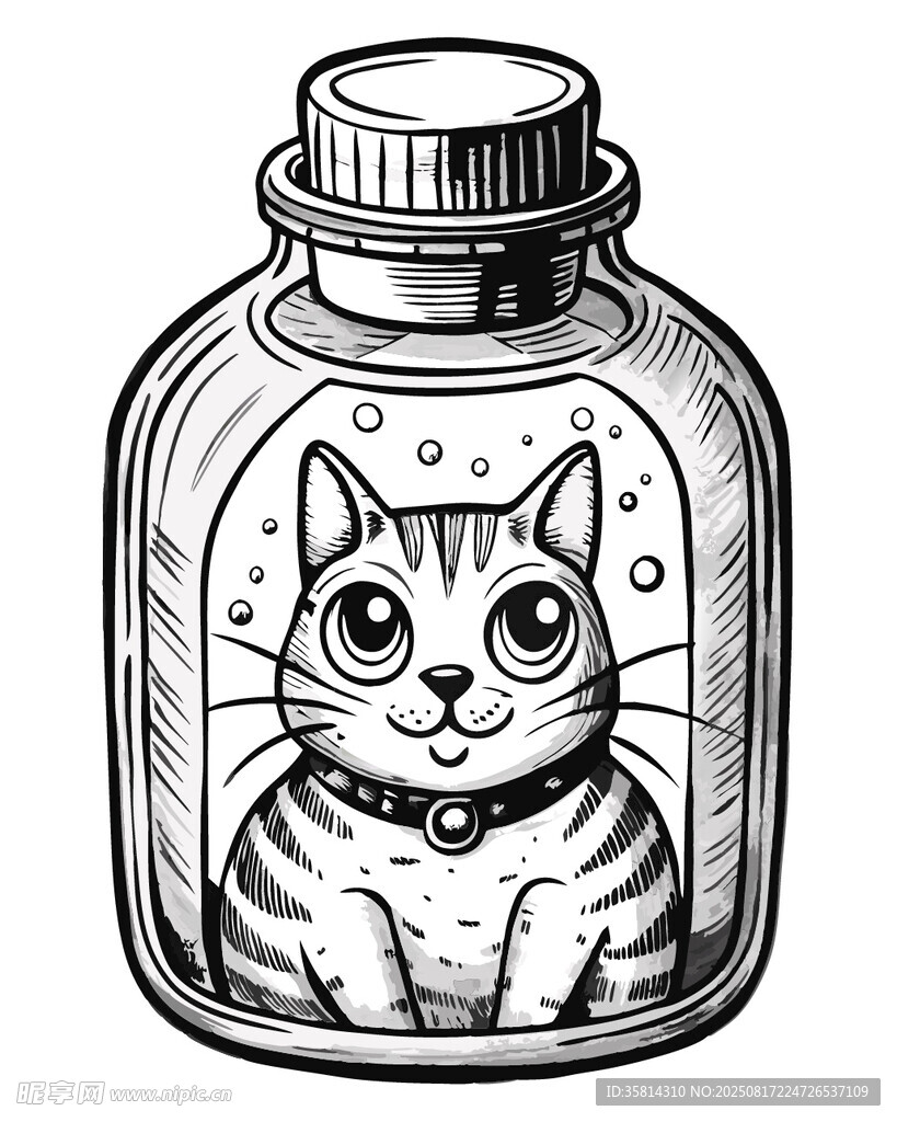 玻璃瓶中的可爱猫咪