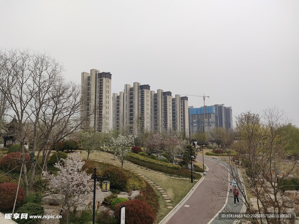 城市道路旁的高楼景观