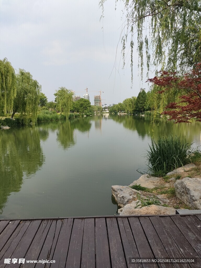 湖畔木栈风景