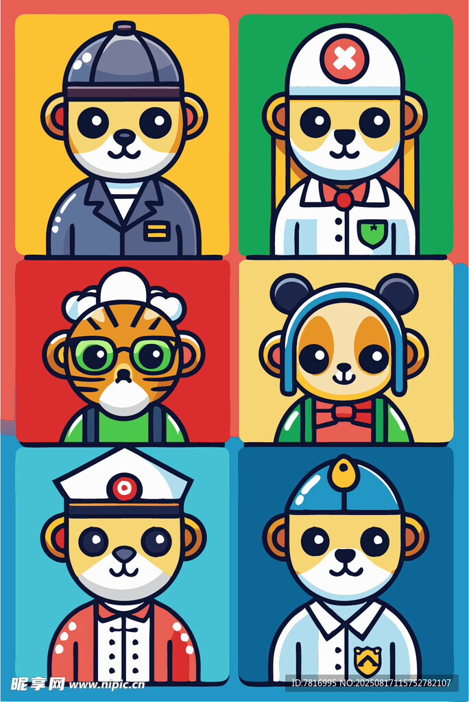 卡通职业小猴形象集合