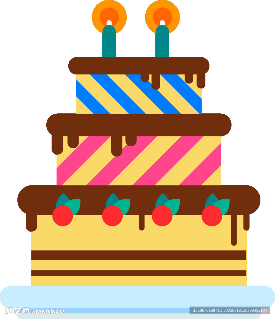三层多彩生日蛋糕