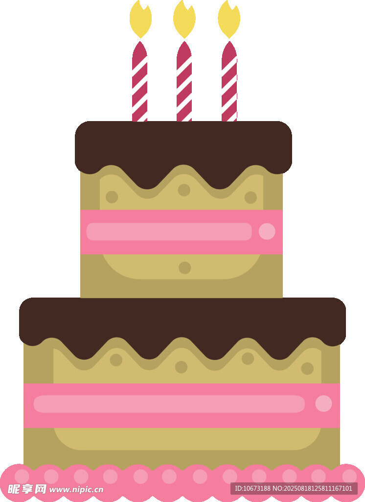 双层生日蛋糕插三根蜡烛