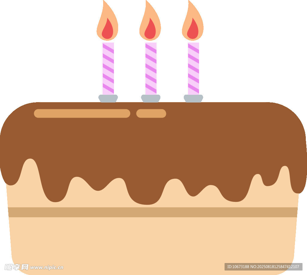 巧克力生日蛋糕插三根蜡烛