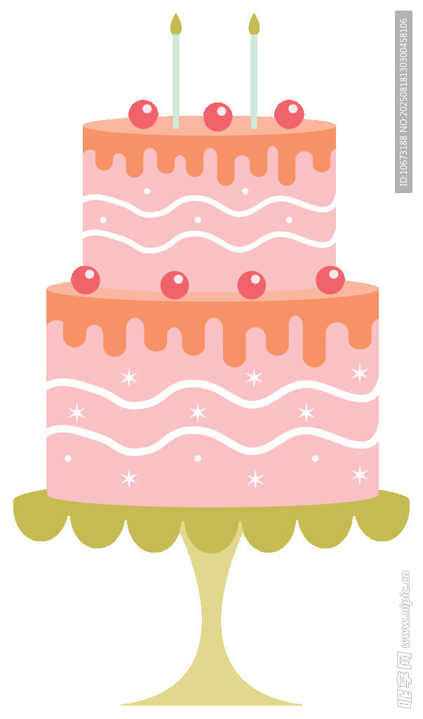 三层粉色生日蛋糕