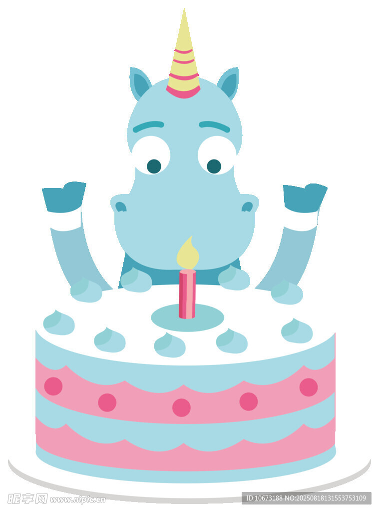 独角兽生日蛋糕庆祝时刻