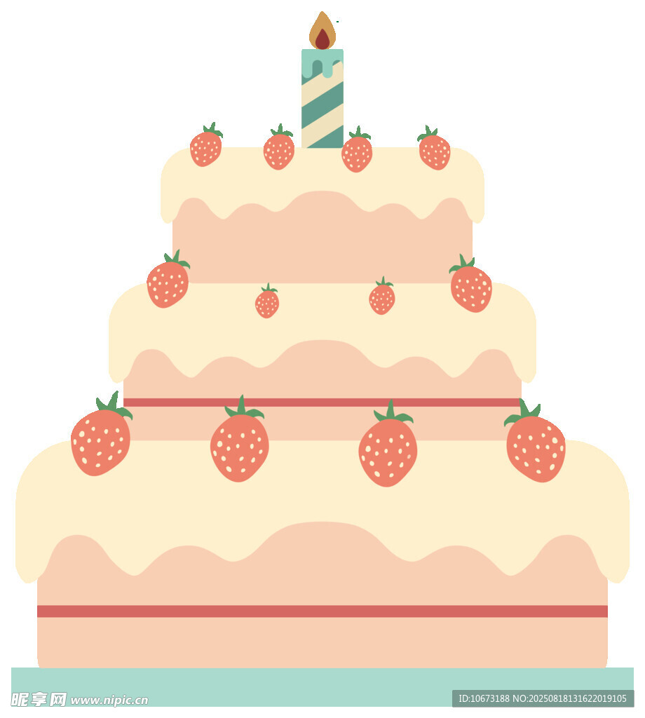 三层草莓生日蛋糕