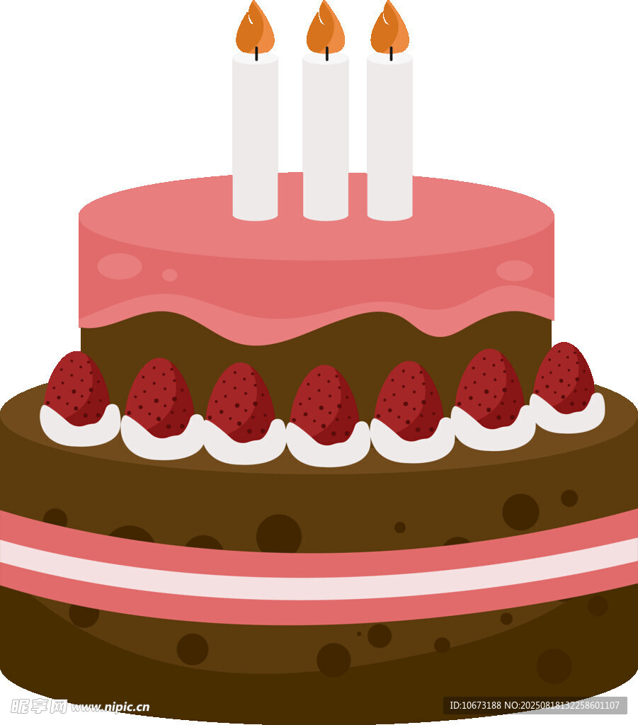 双层生日蛋糕插着蜡烛