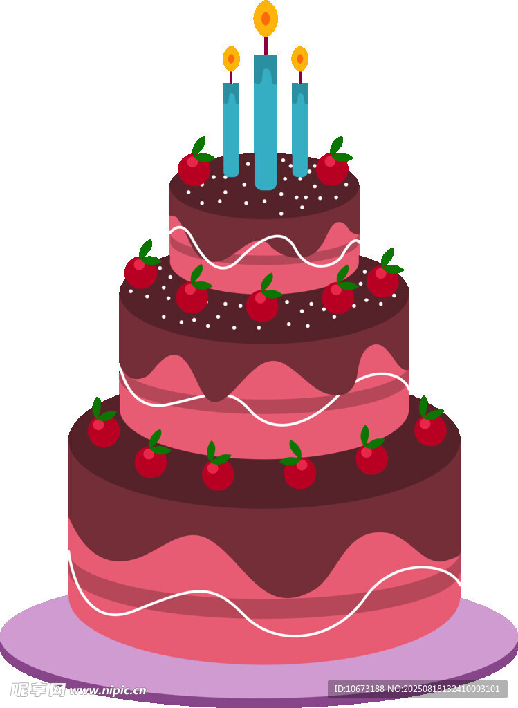 三层草莓巧克力生日蛋糕