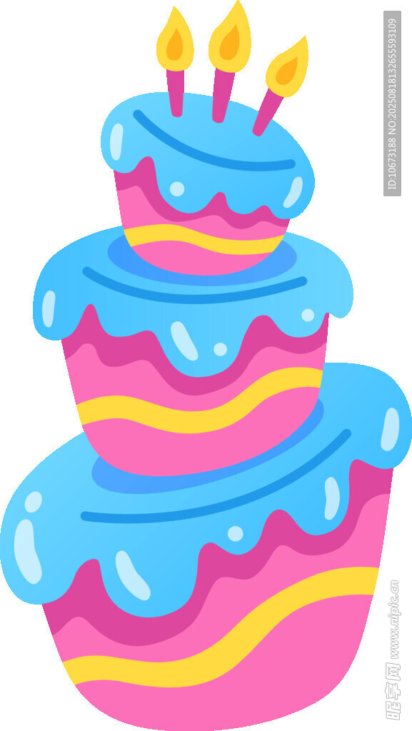 三层彩色生日蛋糕
