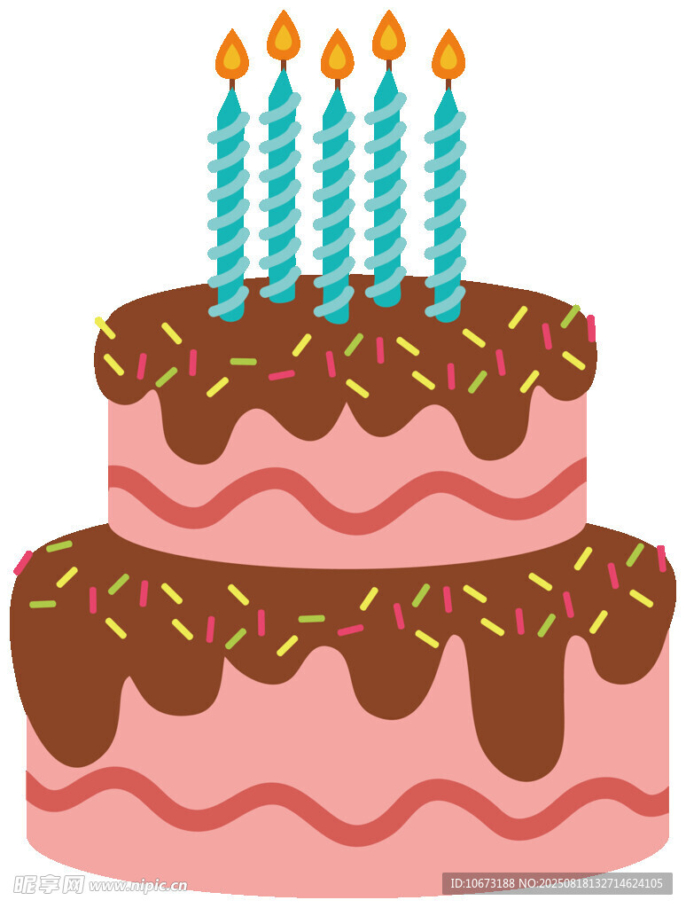 双层生日蛋糕插着蜡烛