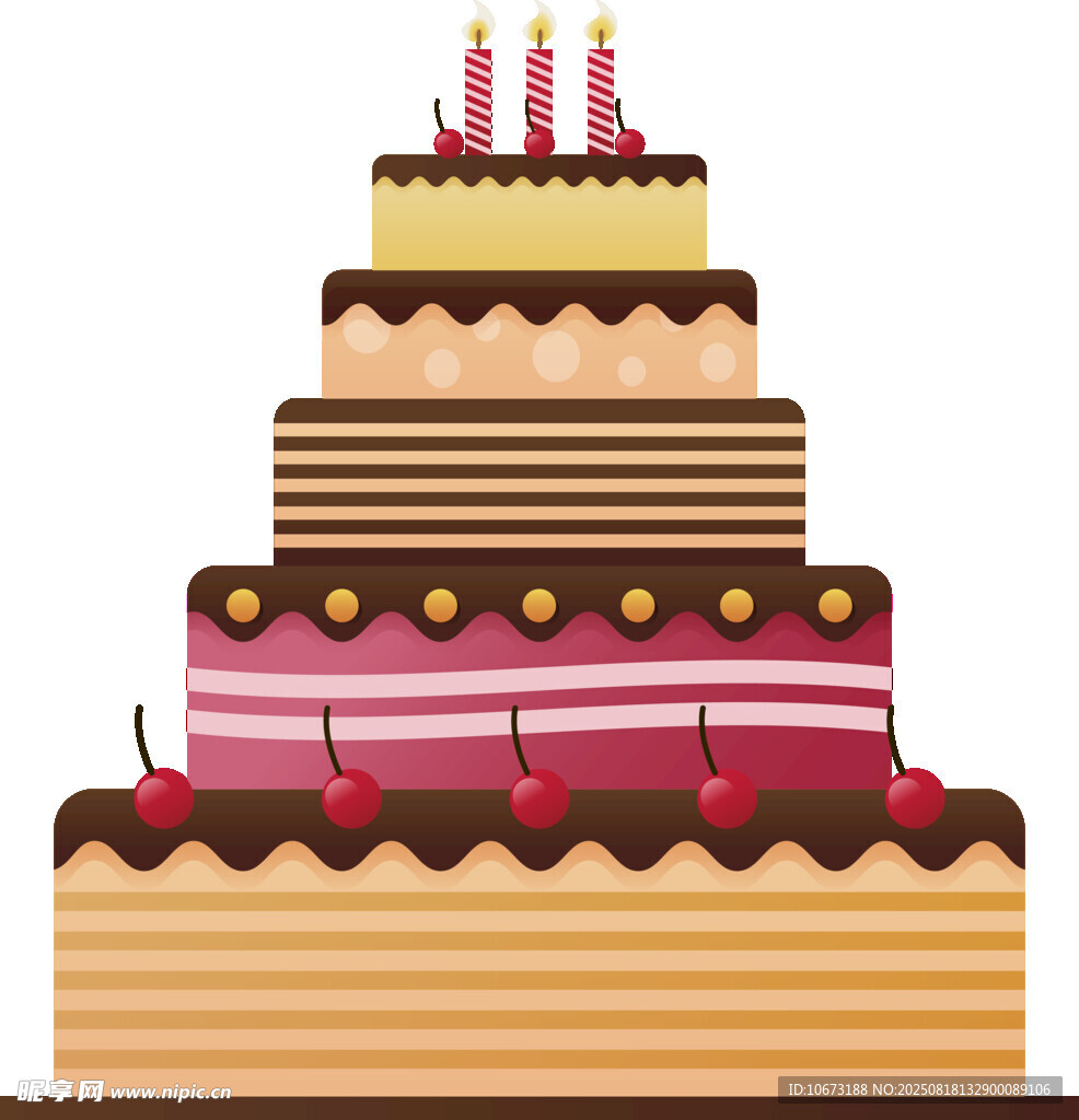 多层美味生日蛋糕