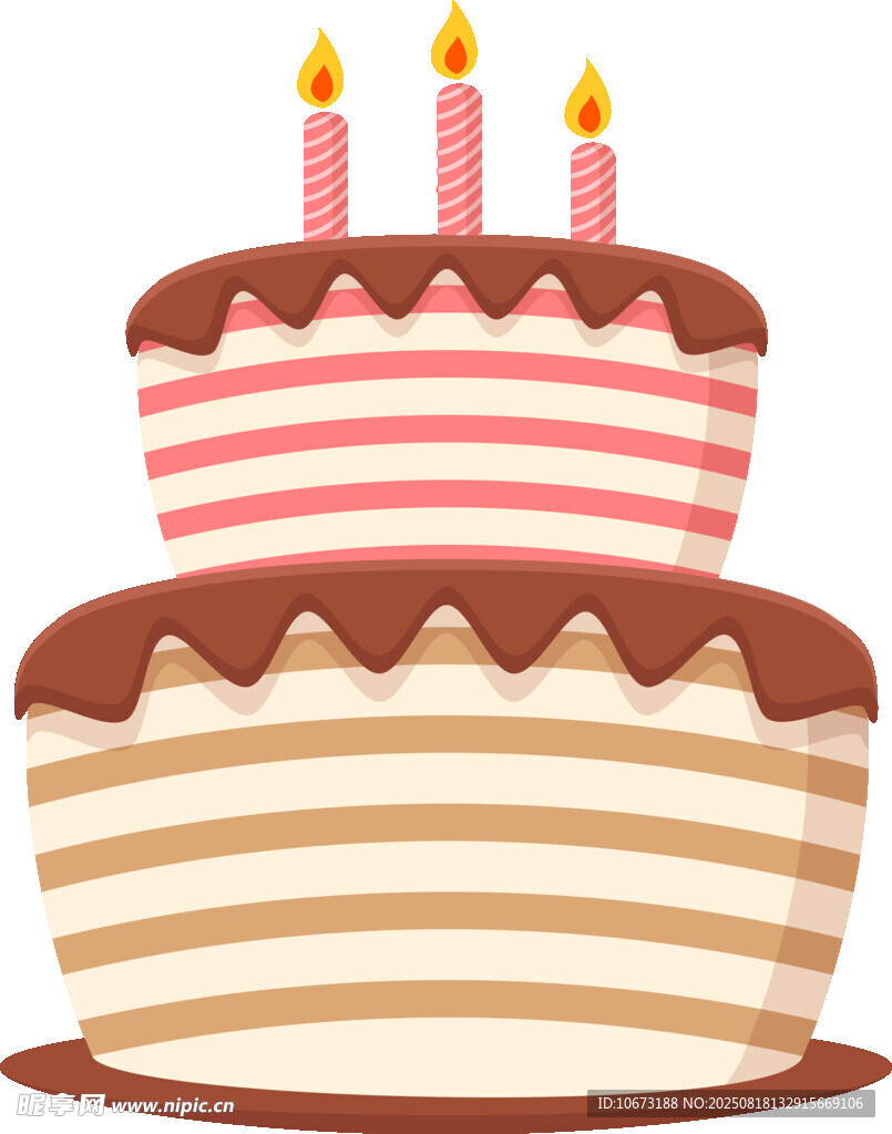 双层生日蛋糕插三根蜡烛