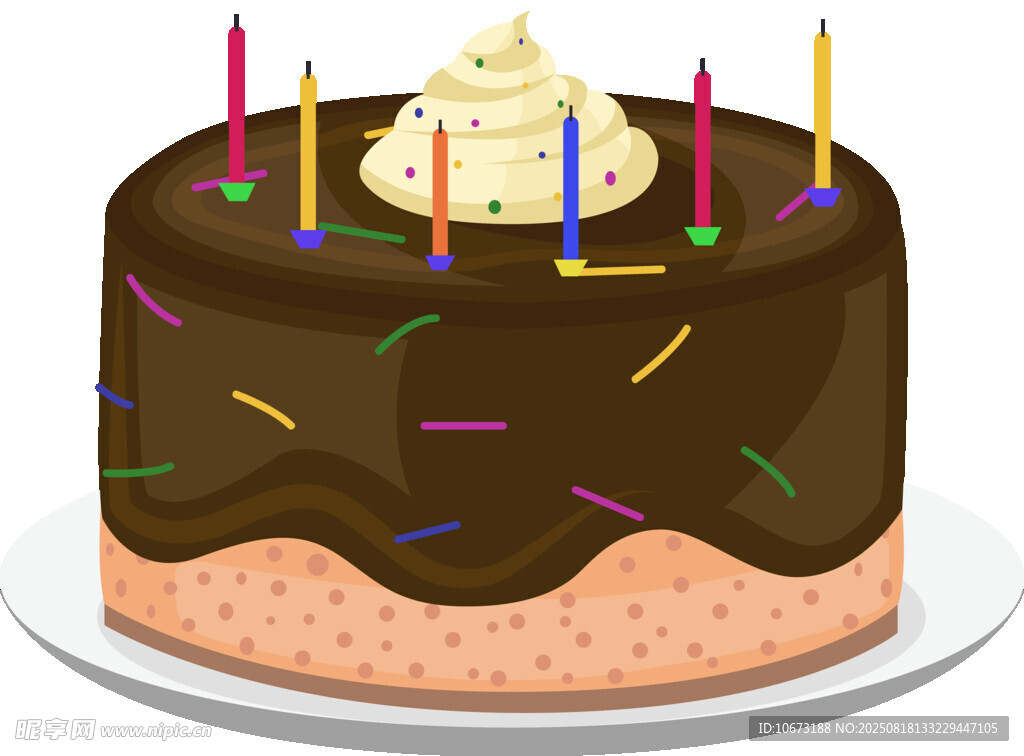 巧克力生日蛋糕插彩色蜡烛