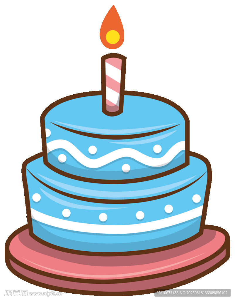 三层蓝色生日蛋糕
