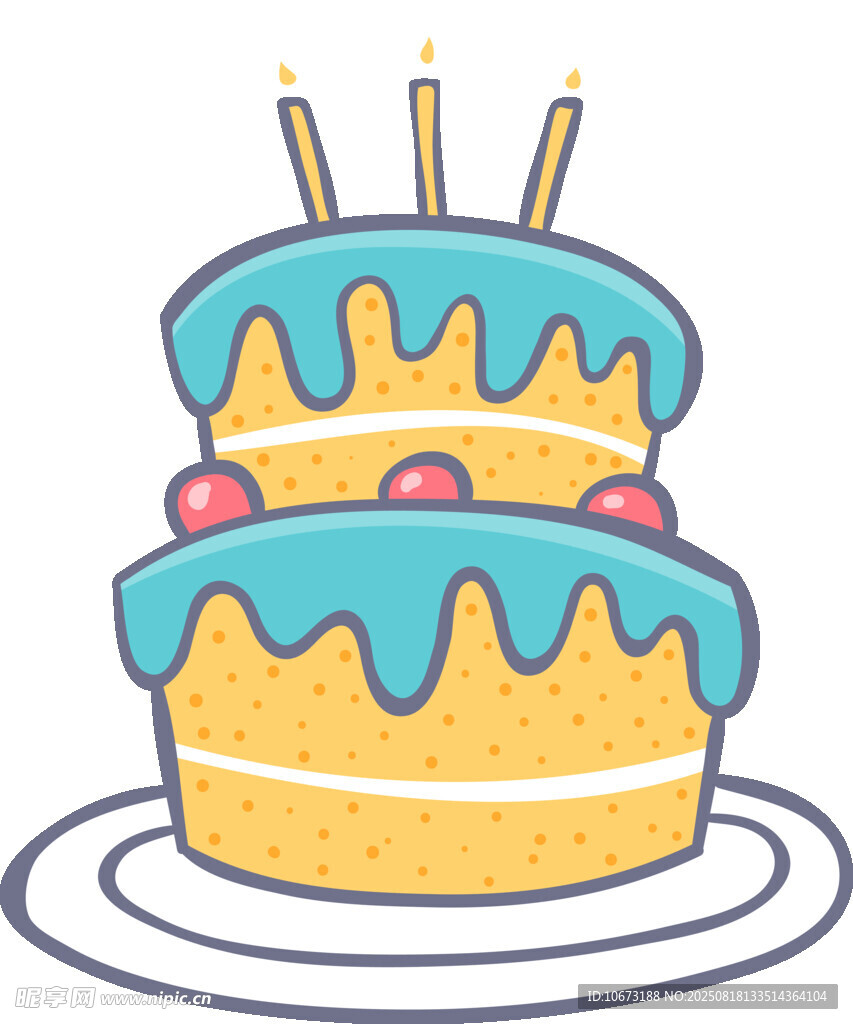 双层生日蛋糕插画