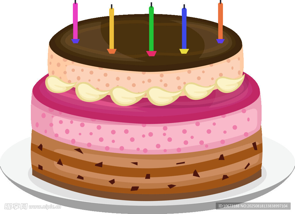 双层生日蛋糕插彩色蜡烛