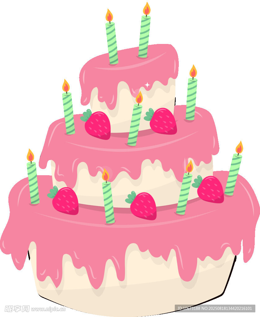 三层草莓生日蛋糕