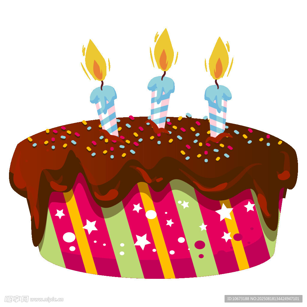 彩色条纹生日蛋糕