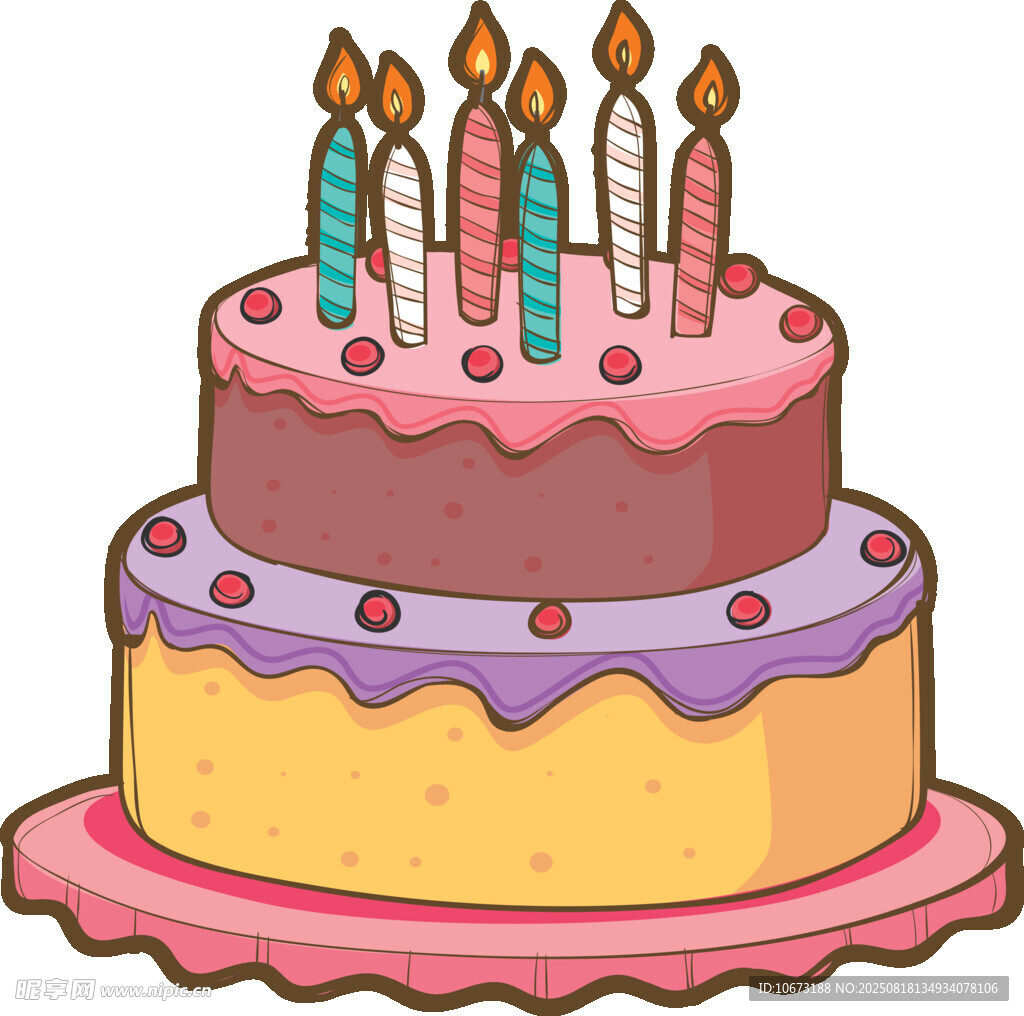 双层生日蛋糕插满蜡烛