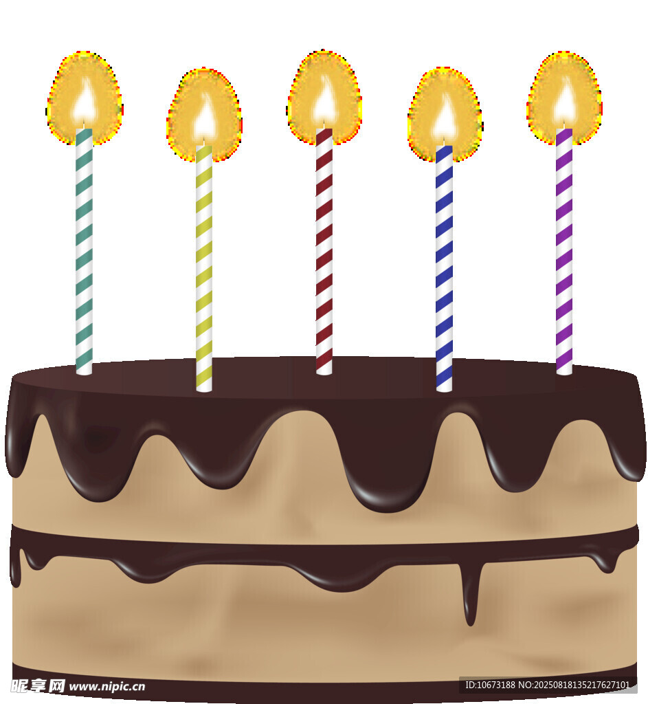 巧克力生日蛋糕插彩色蜡烛