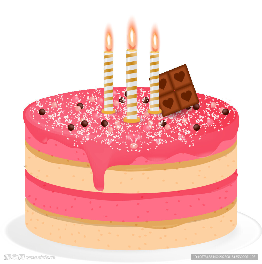 三层生日蛋糕插三根蜡烛