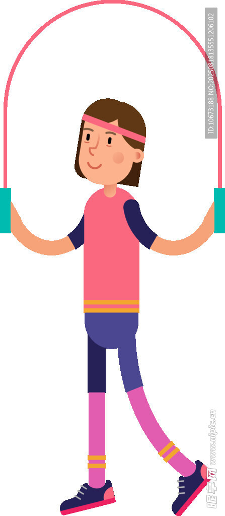 女孩欢快跳绳瞬间