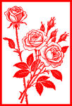 红色剪纸风三朵玫瑰花
