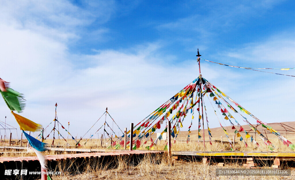 拉萨桥梁经幡飘扬景观