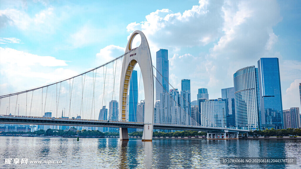 城市天际线与跨江桥梁景观