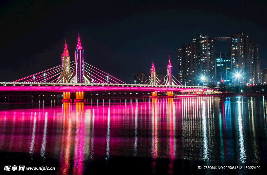 城市夜景桥梁绚丽灯光秀