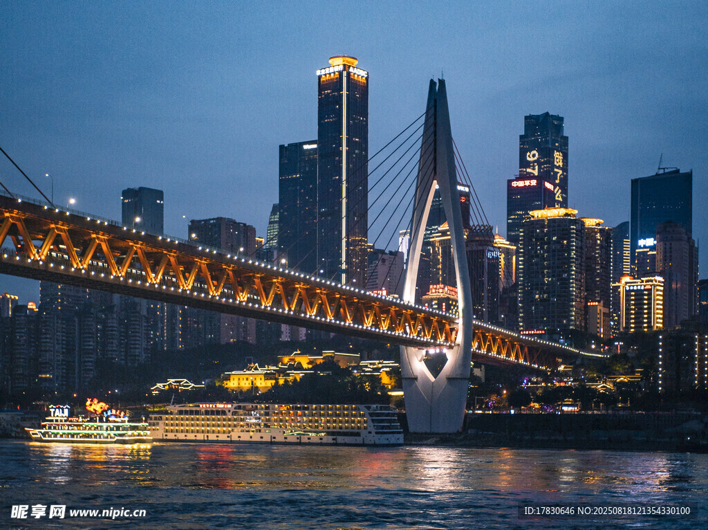 重庆璀璨夜景跨江大桥