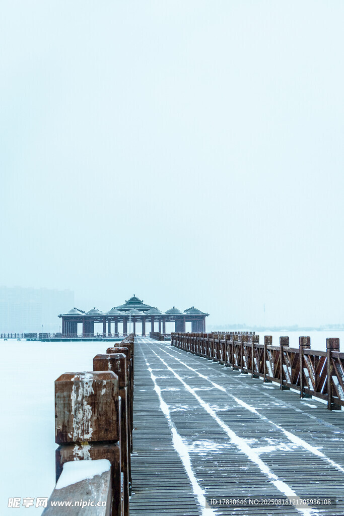 冬日栈桥雪景