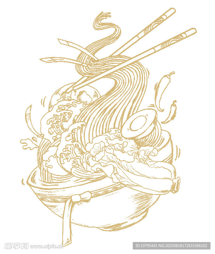 手绘日式拉面插画