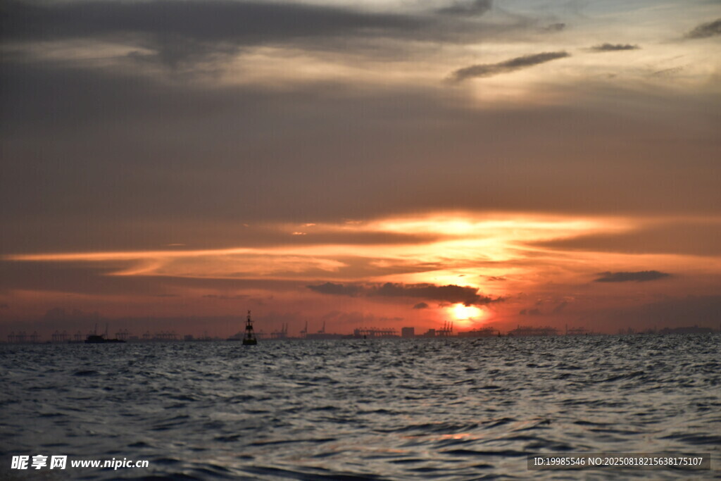 海上壮丽日落美景