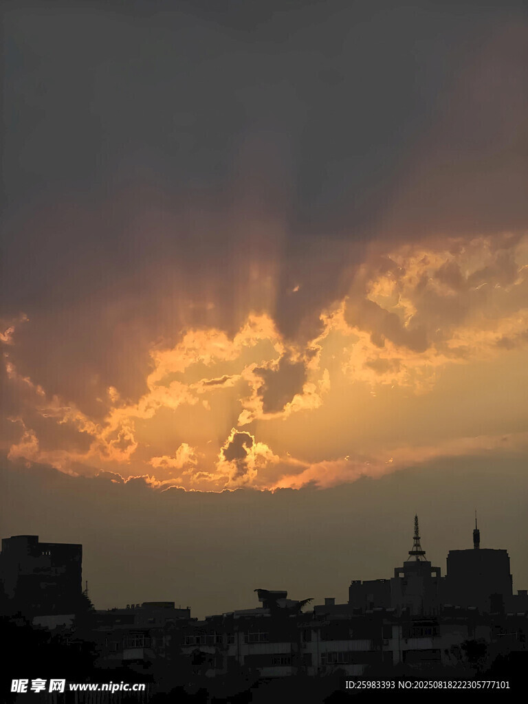 城市日落