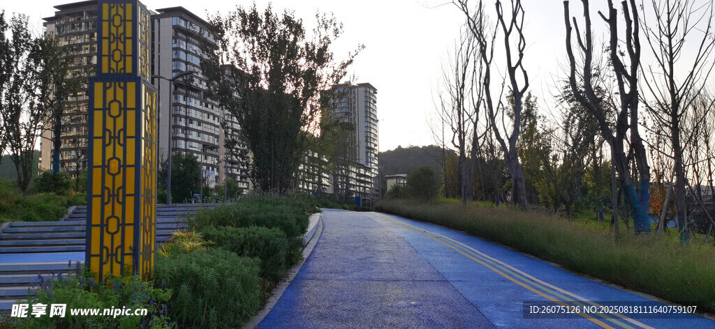 城市中的蓝色步道景观