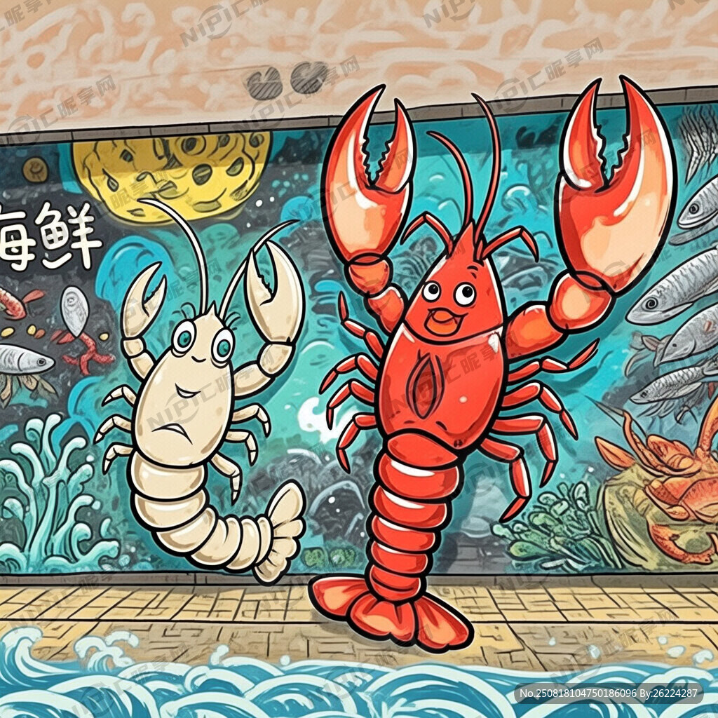 涂鸦风格 皮皮虾 小青龙