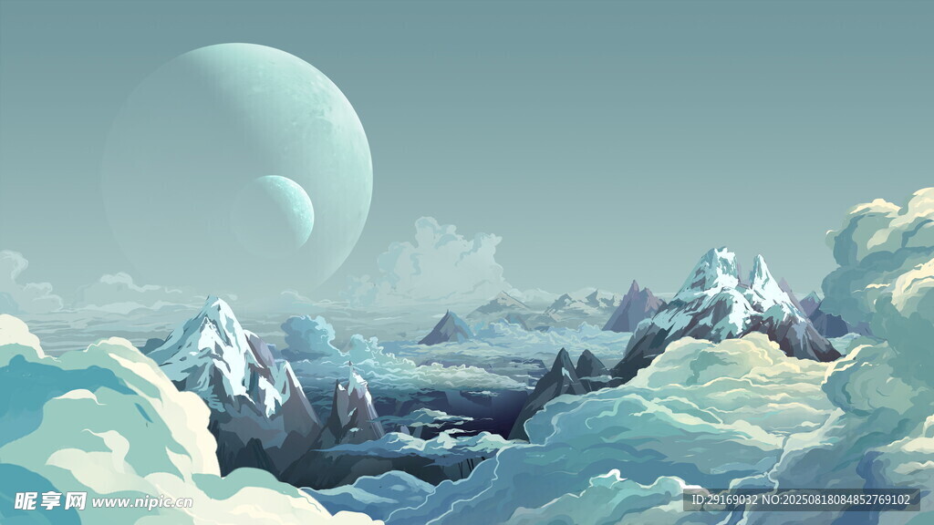 梦幻云海中的奇幻星球景象