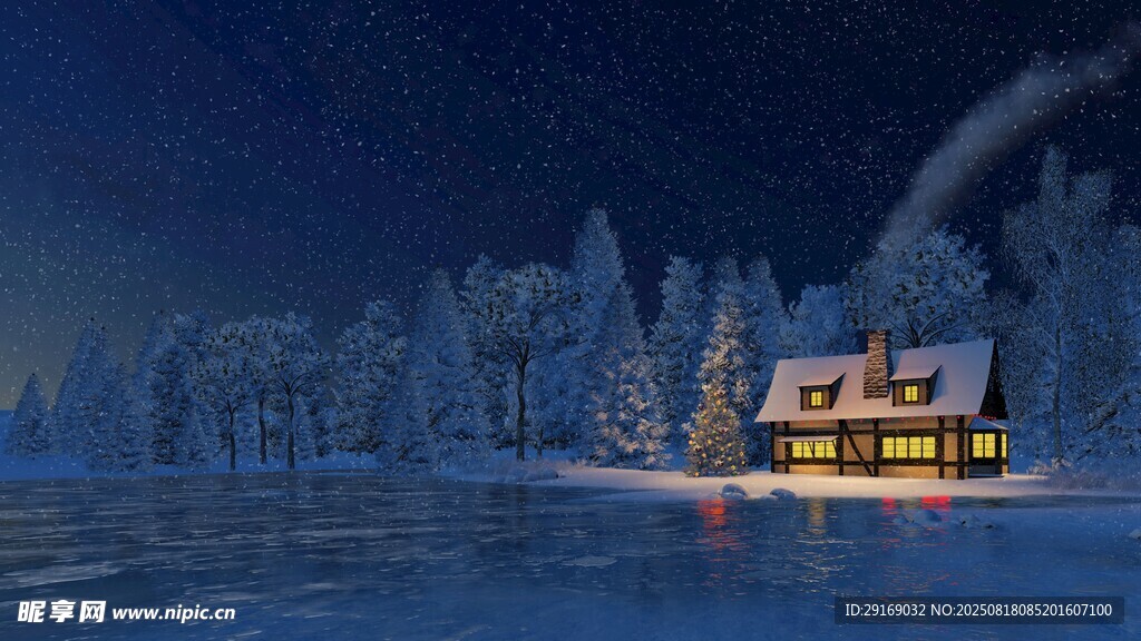 雪夜中的温馨小屋