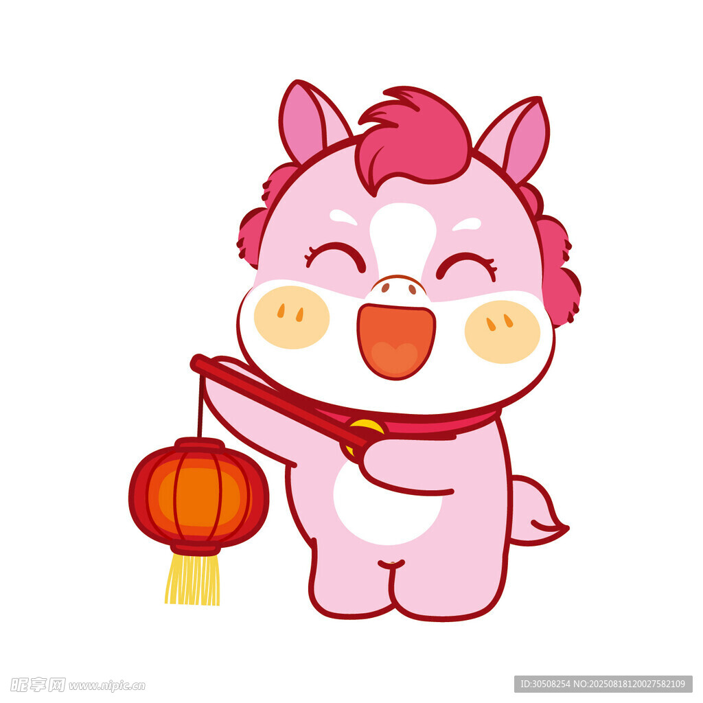 萌态小马贺岁提灯笼迎祥
