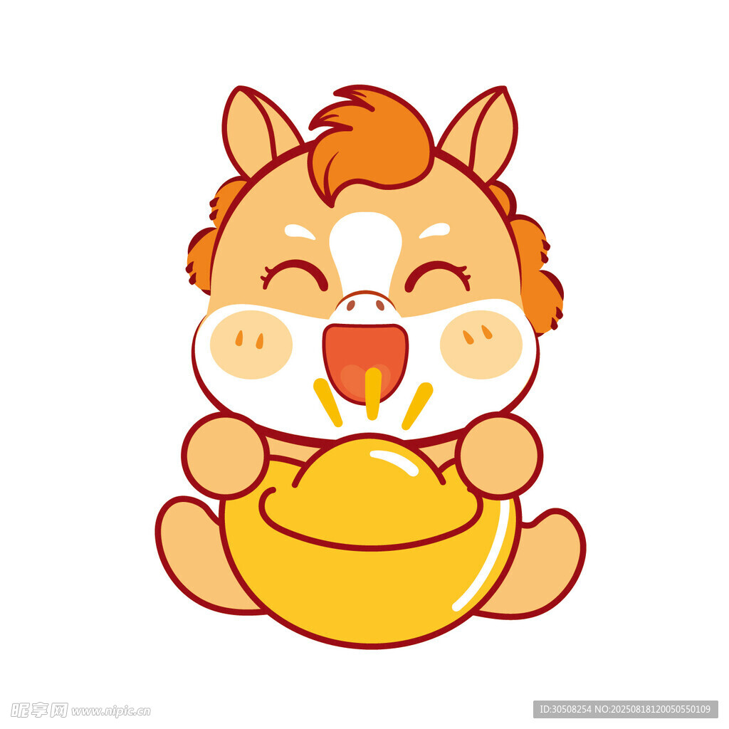 可爱马捧金元宝