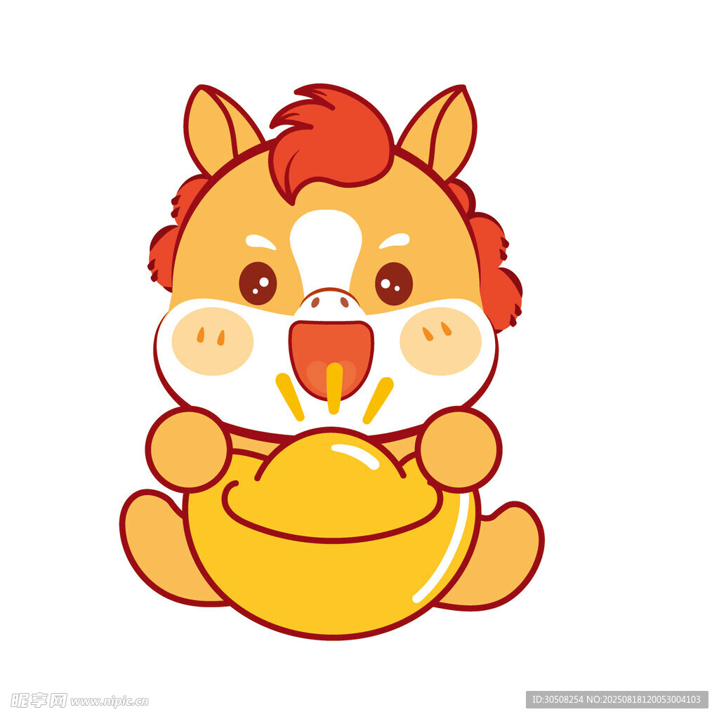 萌马抱金元宝贺岁