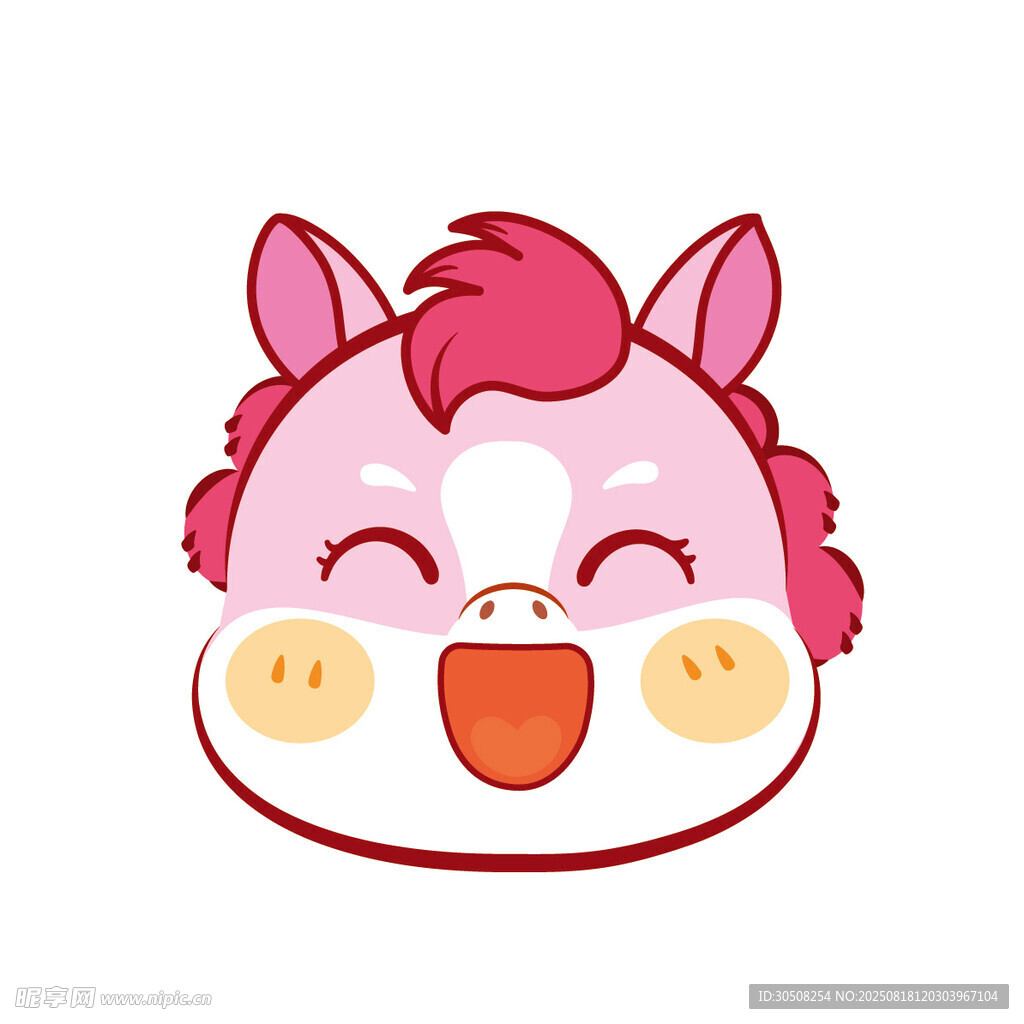 可爱卡通小马笑脸形象