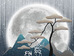 月夜山林下的静谧景象