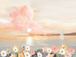 海边花海与梦幻云彩景色