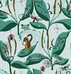 昆虫植物共生插画图案