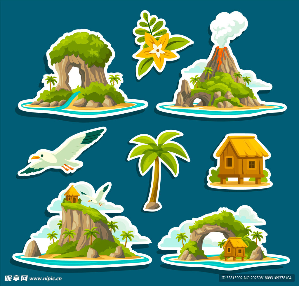 卡通岛屿插图